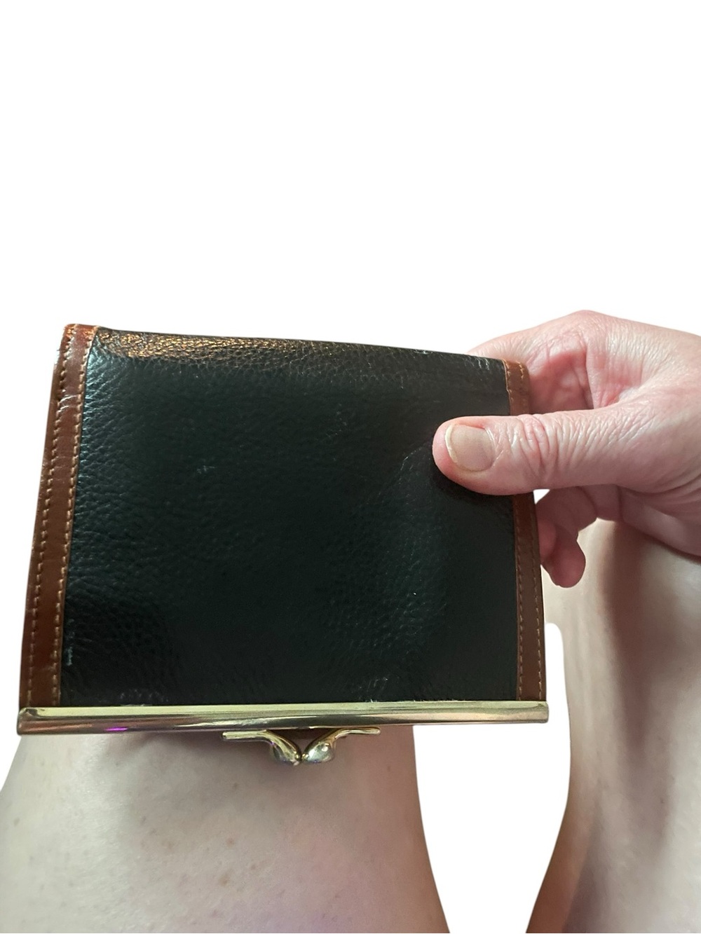 Vintage Bally Two-Tone Pebbled Leather Kiss-Lock Wallet Italian Luxury - Picture 7 of 13